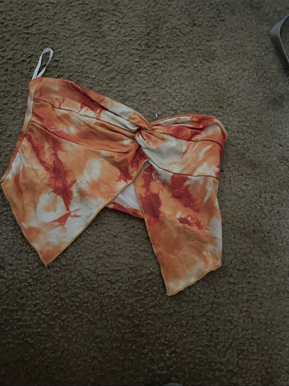 Orange Tie-Dye Twist-Front Crop Top